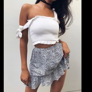 White ruched crop top